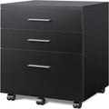 3-Drawer Rolling File Cabinet – Black / White / Walnut, Eco Wood, Contemporary Style, Single
