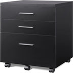 3-Drawer Rolling File Cabinet – Black / White / Walnut, Eco Wood, Contemporary Style, Single