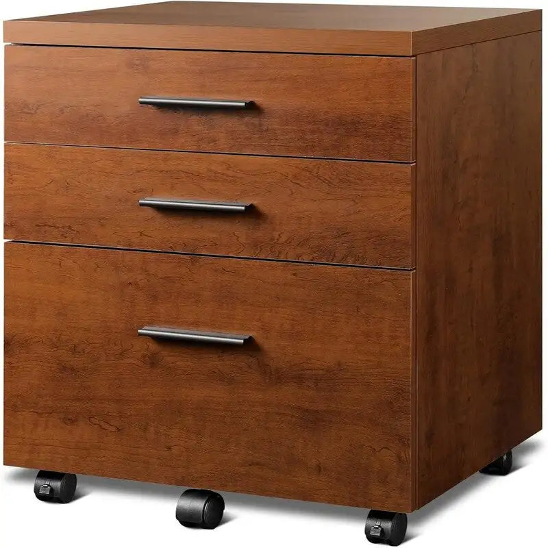 3-Drawer Rolling File Cabinet – Black / White / Walnut, Eco Wood, Contemporary Style, Single