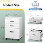 3-Drawer Rolling File Cabinet – Black / White / Walnut, Eco Wood, Contemporary Style, Single