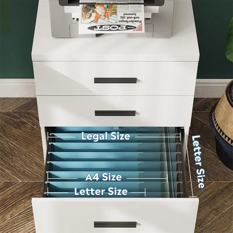 3-Drawer Rolling File Cabinet – Black / White / Walnut, Eco Wood, Contemporary Style, Single
