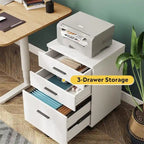 3-Drawer Rolling File Cabinet – Black / White / Walnut, Eco Wood, Contemporary Style, Single