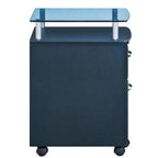 Glass Top Rolling File Cabinet – Graphite / Woodgrain / Grey, 2 Drawers, Locking Top, Contemporary Style, Single