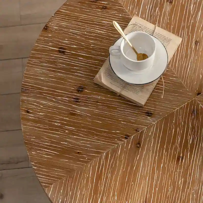 31" Round Retro Splicing Coffee Table – Black & Natural / Gold & Natural, Cross Metal Legs, Single