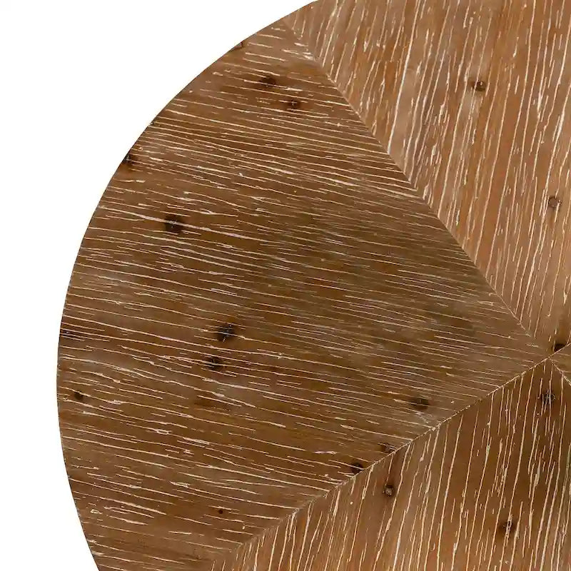 31" Round Retro Splicing Coffee Table – Black & Natural / Gold & Natural, Cross Metal Legs, Single