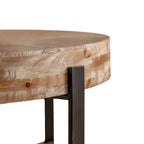 31" Round Retro Splicing Coffee Table – Black & Natural / Gold & Natural, Cross Metal Legs, Single
