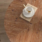 31" Round Retro Splicing Coffee Table – Black & Natural / Gold & Natural, Cross Metal Legs, Single
