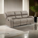 Patsy 85 Inch Manual Double Recliner Sofa, Brown Tufted Back Microfiber