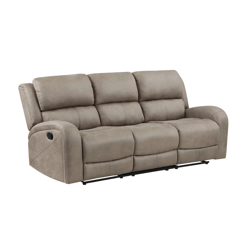 85" Manual Double Recliner Sofa – Brown, Microfiber, Tufted Back, Seats 2–3