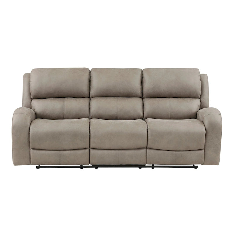 85" Manual Double Recliner Sofa – Brown, Microfiber, Tufted Back, Seats 2–3