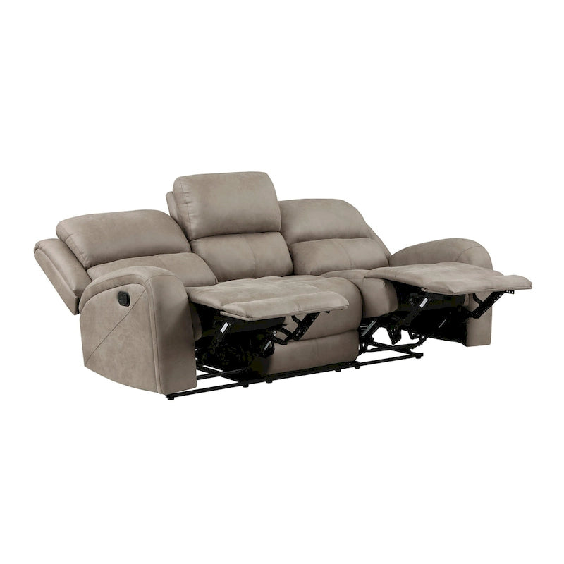 85" Manual Double Recliner Sofa – Brown, Microfiber, Tufted Back, Seats 2–3