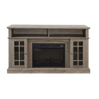 58" Entertainment Console with 23" Fireplace Inset – Gray Wash / Espresso, Classic Style, Single