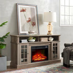 58" Entertainment Console with 23" Fireplace Inset – Gray Wash / Espresso, Classic Style, Single