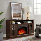 58" Entertainment Console with 23" Fireplace Inset – Gray Wash / Espresso, Classic Style, Single