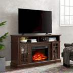 58" Entertainment Console with 23" Fireplace Inset – Gray Wash / Espresso, Classic Style, Single