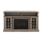 58" Entertainment Console with 23" Fireplace Inset – Gray Wash / Espresso, Classic Style, Single