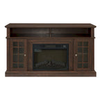 58" Entertainment Console with 23" Fireplace Inset – Gray Wash / Espresso, Classic Style, Single