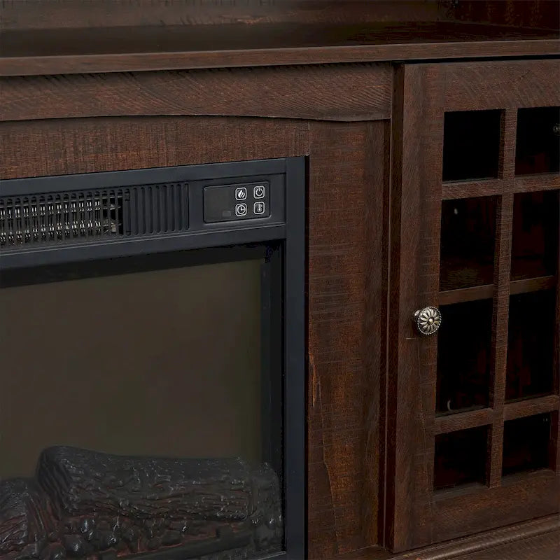 58" Entertainment Console with 23" Fireplace Inset – Gray Wash / Espresso, Classic Style, Single