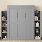 Nestfair Queen Size Murphy Bed Wall Bed with Shelves and LED Lights
