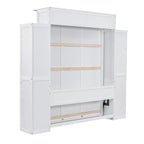 Queen Size Murphy Wall Bed with Shelves & LED Lights – White / Grey, Plywood & MDF, Single