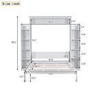 Queen Size Murphy Wall Bed with Shelves & LED Lights – White / Grey, Plywood & MDF, Single
