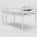 Twin Low Loft Bed with Ladder & Guardrails – Walnut / White / Espresso, Pine & MDF, Single