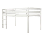 Twin Low Loft Bed with Ladder & Guardrails – Walnut / White / Espresso, Pine & MDF, Single