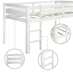 Twin Low Loft Bed with Ladder & Guardrails – Walnut / White / Espresso, Pine & MDF, Single