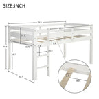 Twin Low Loft Bed with Ladder & Guardrails – Walnut / White / Espresso, Pine & MDF, Single
