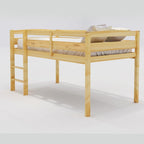 Twin Low Loft Bed with Ladder & Guardrails – Walnut / White / Espresso, Pine & MDF, Single