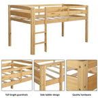 Twin Low Loft Bed with Ladder & Guardrails – Walnut / White / Espresso, Pine & MDF, Single