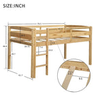 Twin Low Loft Bed with Ladder & Guardrails – Walnut / White / Espresso, Pine & MDF, Single