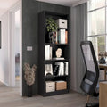 4-Shelf Bookcase with Lower Storage Shelf – Black, Manufactured Wood, Modern Style, Single