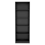 4-Shelf Bookcase with Lower Storage Shelf – Black, Manufactured Wood, Modern Style, Single
